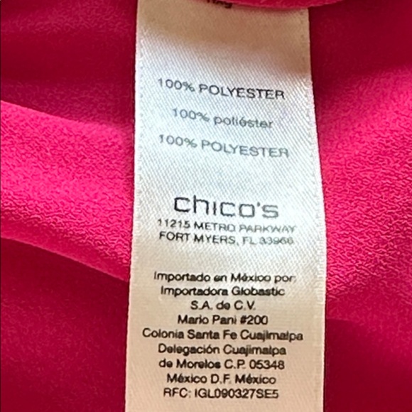 Chico's fuchsia flutter sleeve top with V-neck, elastic waist, size 3 (XL/16) - Picture 7 of 8